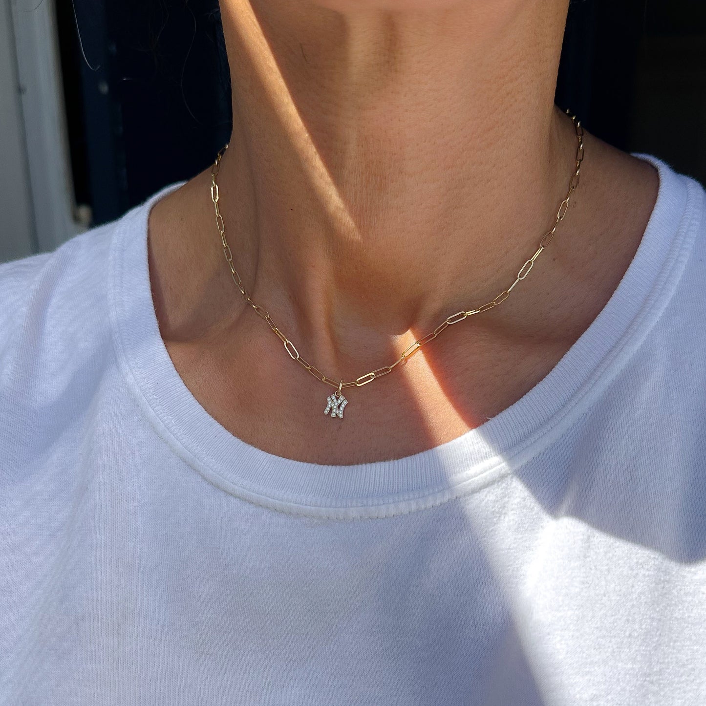 14K Gold Pavé Diamond NY Logo Charm Pendant