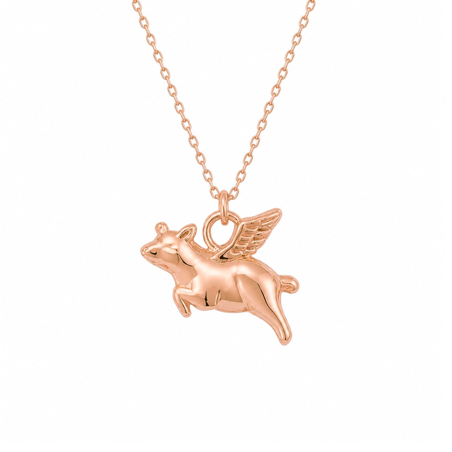 14K Gold Flying Pig Necklace