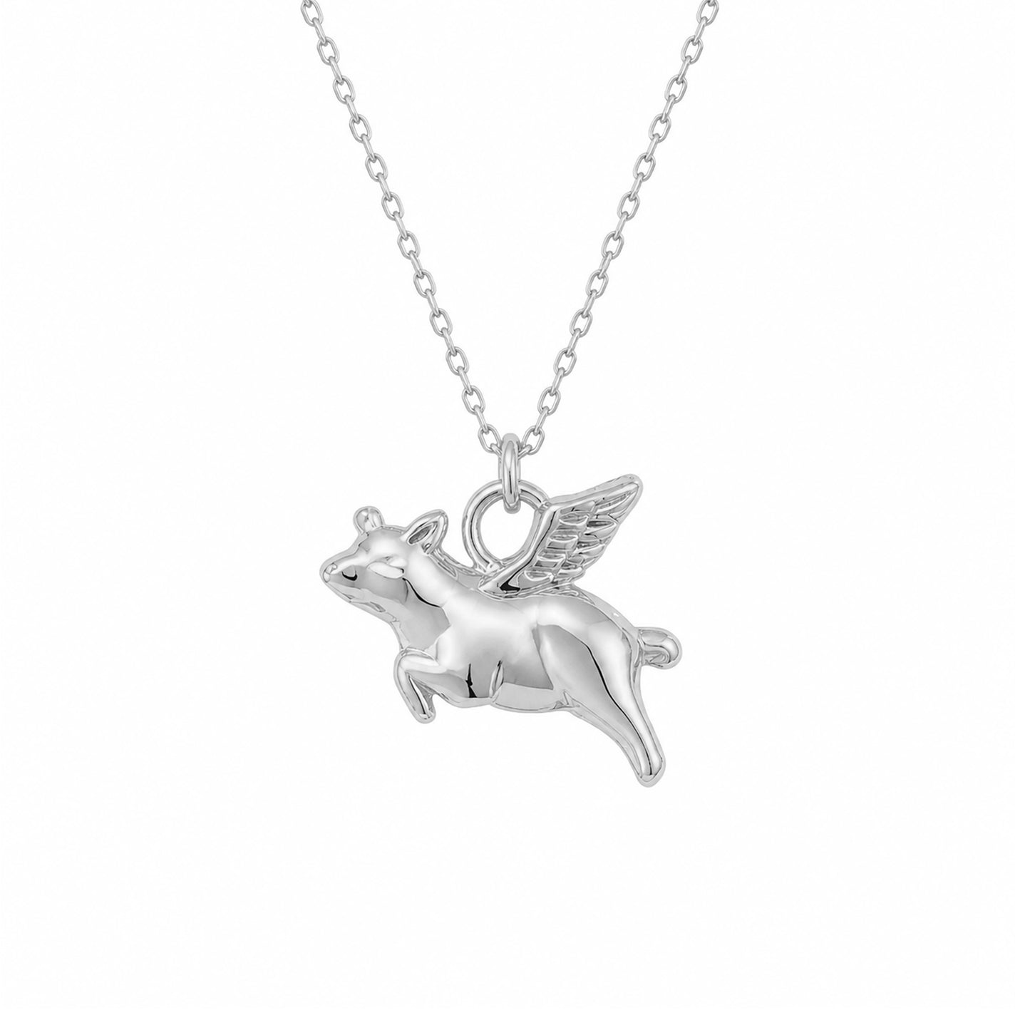 14K Gold Flying Pig Necklace