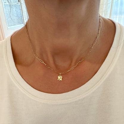 14K Gold NY Logo Charm Pendant