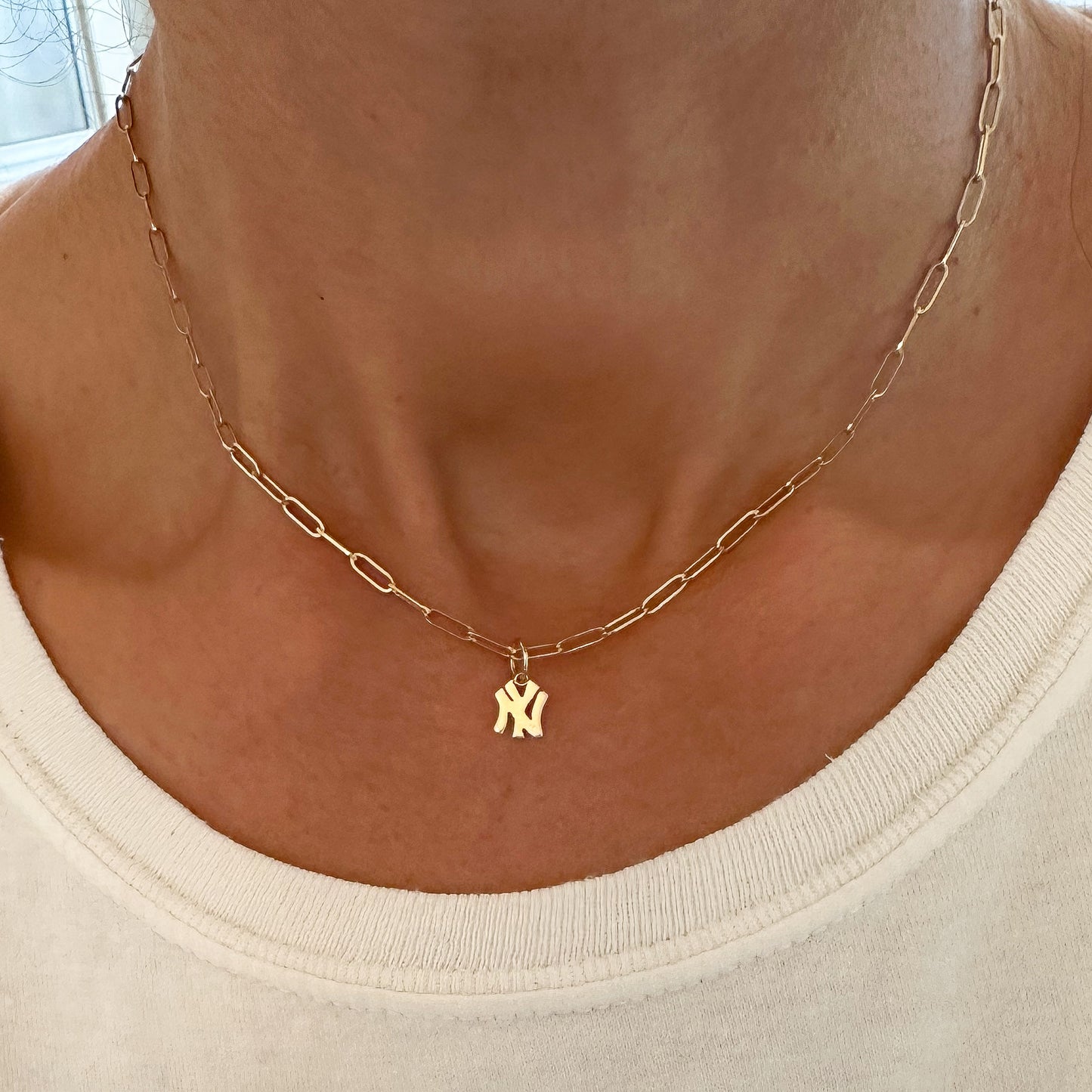 14K Gold NY Logo Charm Pendant