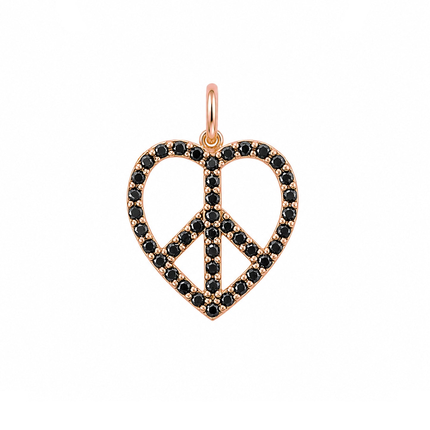 14K Gold Pavé Black Diamond Peace & Love Charm Pendant