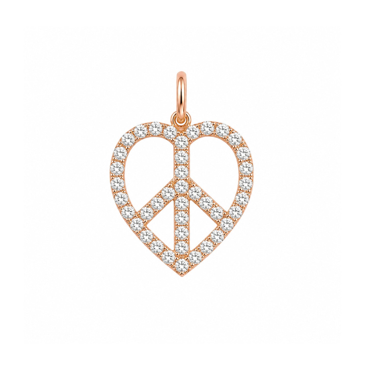 14K Gold Pavé Diamond Peace & Love Pendant