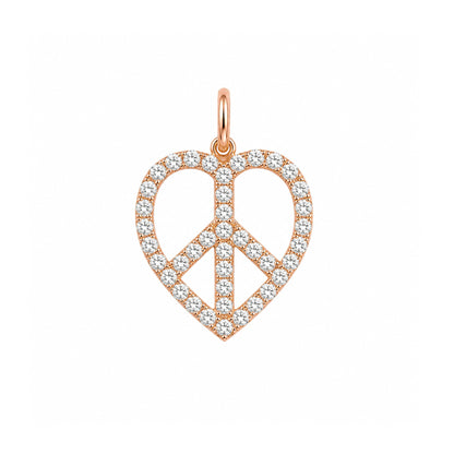 14K Gold Pavé Diamond Peace & Love Pendant