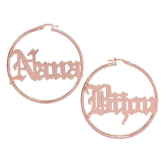 14K Gold Nameplate Hoop Earrings