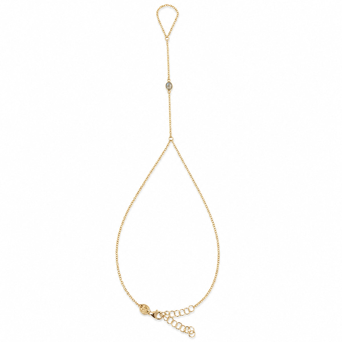 14K Gold Single Bezel Labradorite Foot Lariat Ankle Bracelet