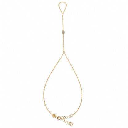 14K Gold Single Bezel Labradorite Foot Lariat Ankle Bracelet
