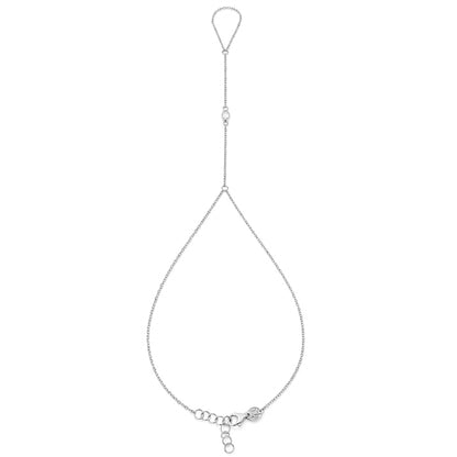 14K Gold Single Bezel White Sapphire Foot Lariat Ankle Bracelet