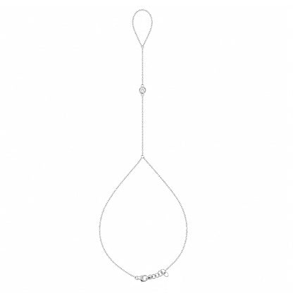 14K Gold Single Diamond Foot Lariat Ankle Bracelet