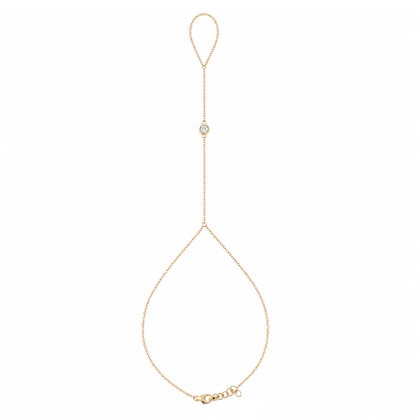 14K Gold Single Diamond Foot Lariat Ankle Bracelet