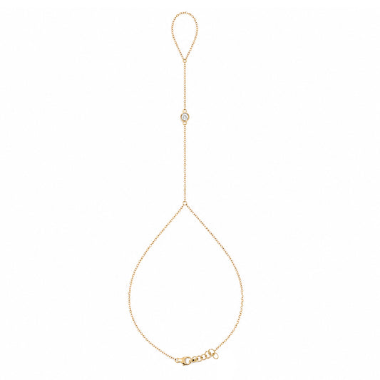14K Gold Single Diamond Foot Lariat Ankle Bracelet
