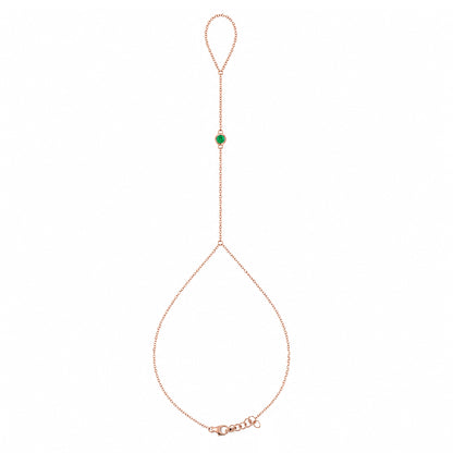 14K Gold Single Emerald Foot Lariat Ankle Bracelet