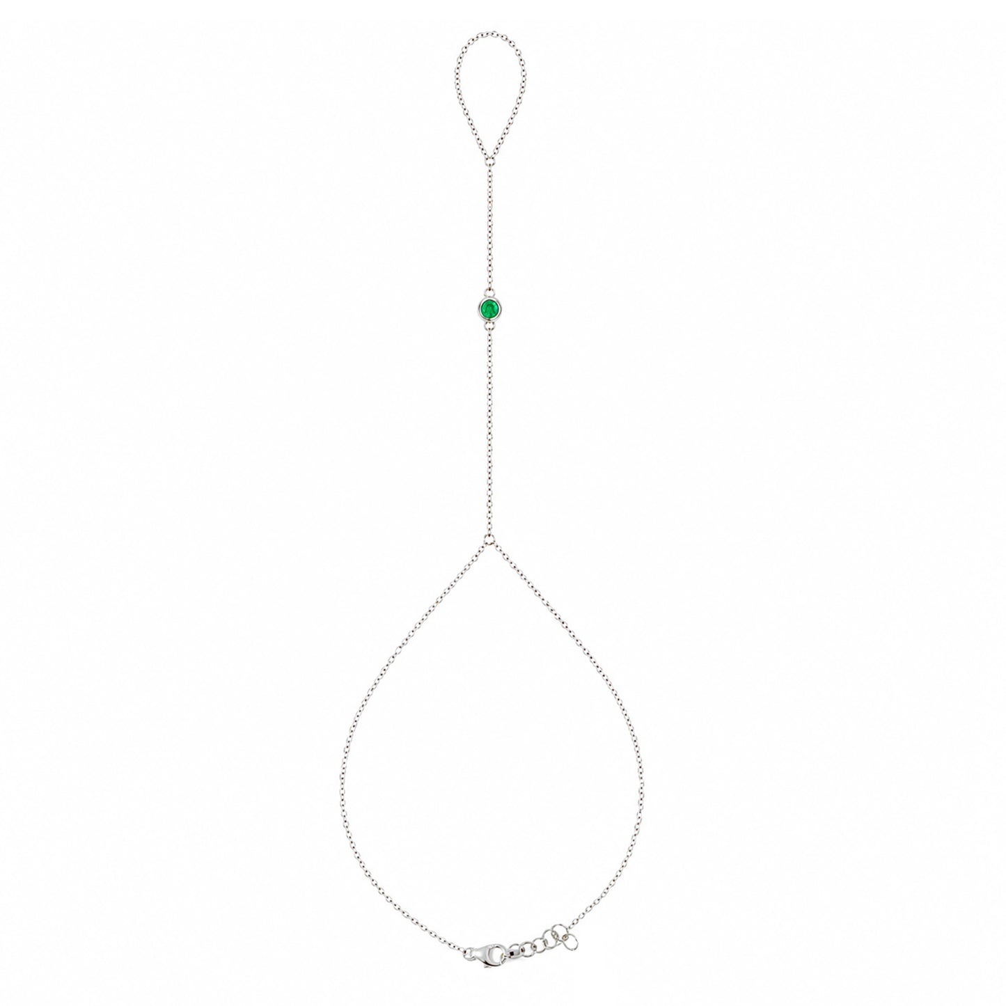 14K Gold Single Emerald Foot Lariat Ankle Bracelet