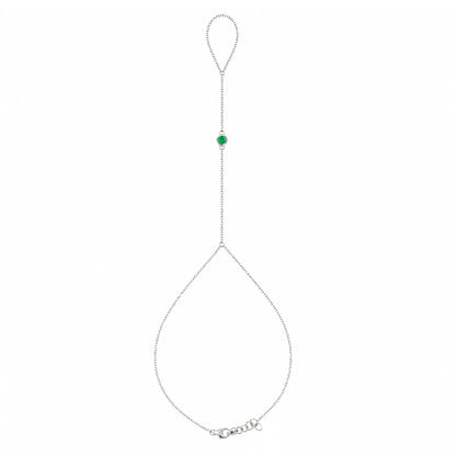 14K Gold Single Emerald Foot Lariat Ankle Bracelet