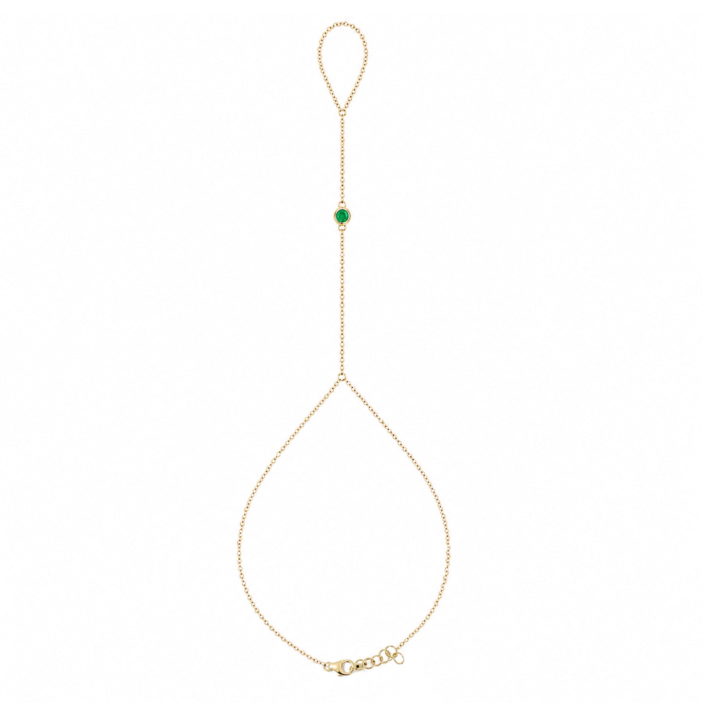 14K Gold Single Emerald Foot Lariat Ankle Bracelet