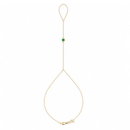 14K Gold Single Emerald Foot Lariat Ankle Bracelet