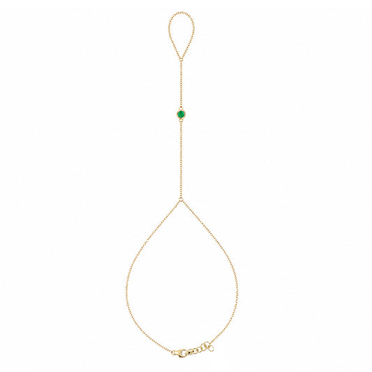14K Gold Single Emerald Foot Lariat Ankle Bracelet