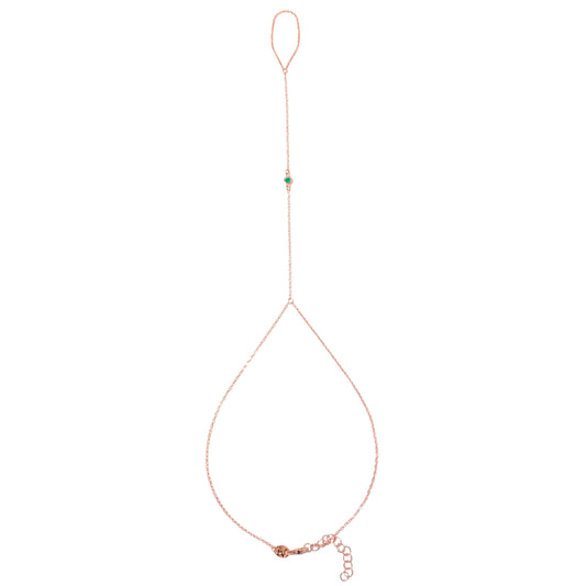 14K Gold Single Emerald Foot Lariat Ankle Bracelet