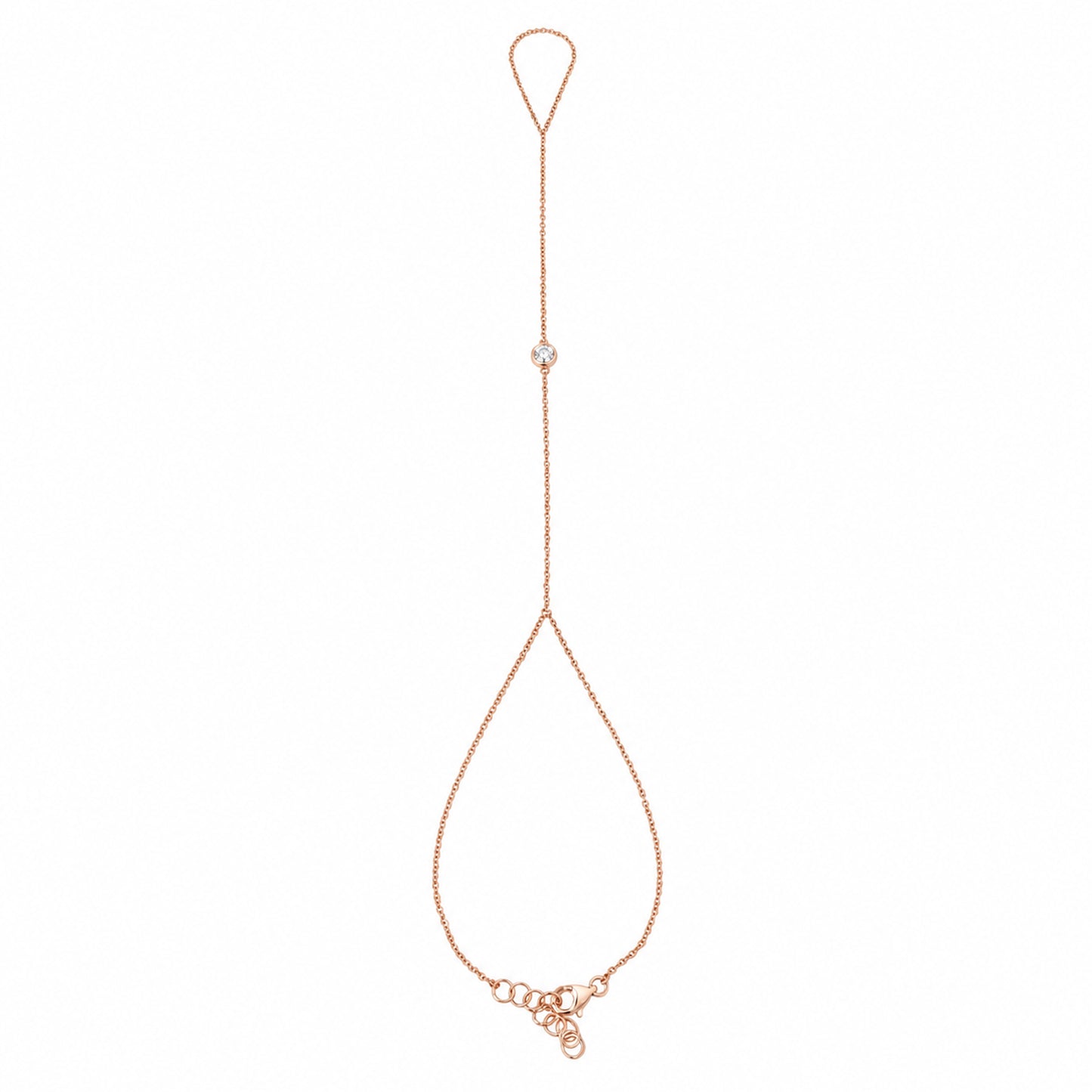 14K Gold Single Diamond Finger Bracelet