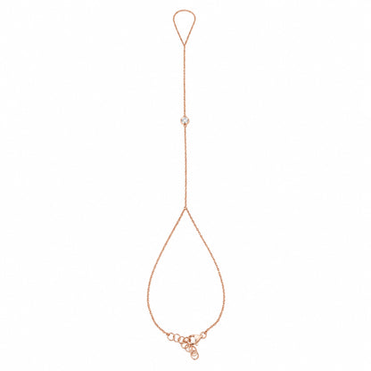 14K Gold Single Diamond Finger Bracelet