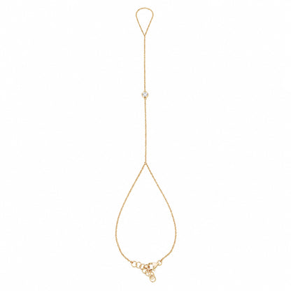 14K Gold Single Diamond Finger Bracelet