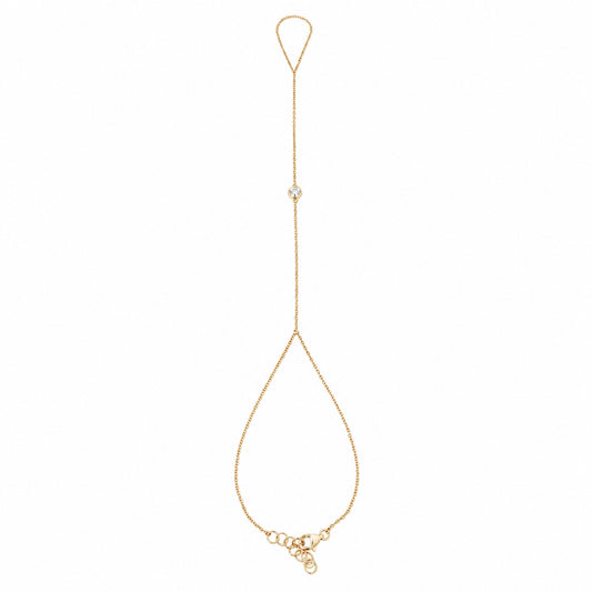 14K Gold Single Diamond Finger Bracelet