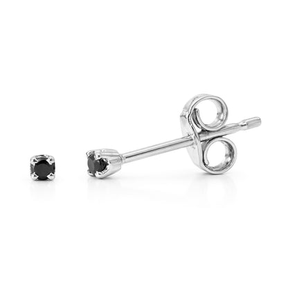 14K Gold 1mm Solitaire Black Diamond 4 Prong Stud Earrings