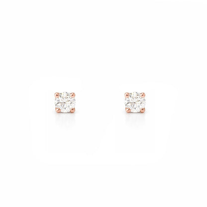 14K Gold 1mm Solitaire Diamond 4 Prong Stud Earrings