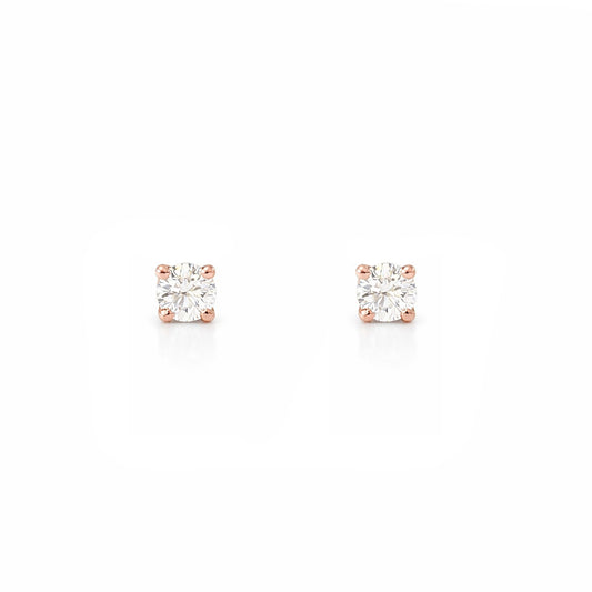 14K Gold 1mm Solitaire Diamond 4 Prong Stud Earrings
