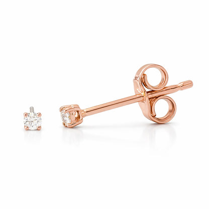 14K Gold 1mm Solitaire Diamond 4 Prong Stud Earrings