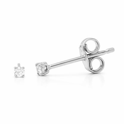 14K Gold 1mm Solitaire Diamond 4 Prong Stud Earrings