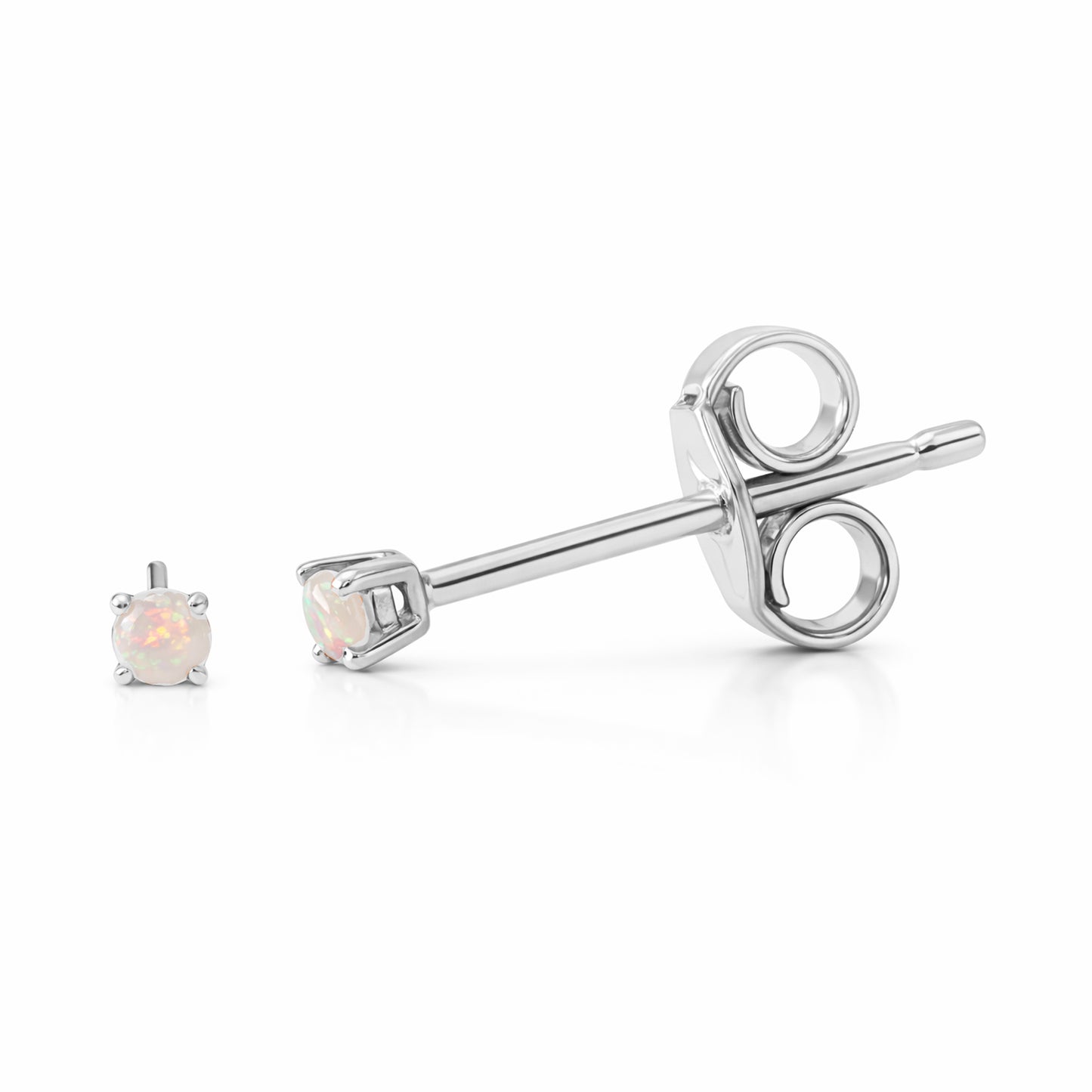 14K Gold 1mm Solitaire Opal 4 Prong Stud Earrings