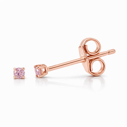 14K Gold 1mm Solitaire Pink Sapphire 4 Prong Stud Earrings