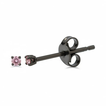 14K Gold 1mm Solitaire Pink Sapphire 4 Prong Stud Earrings