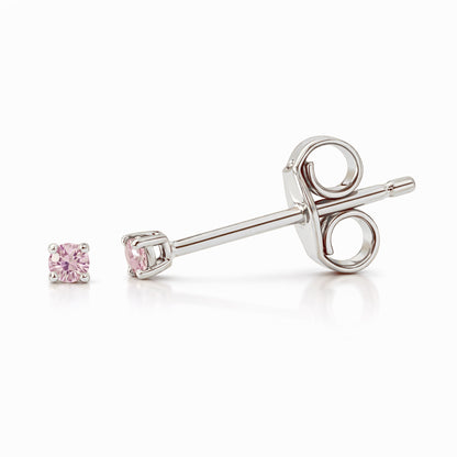 14K Gold 1mm Solitaire Pink Sapphire 4 Prong Stud Earrings