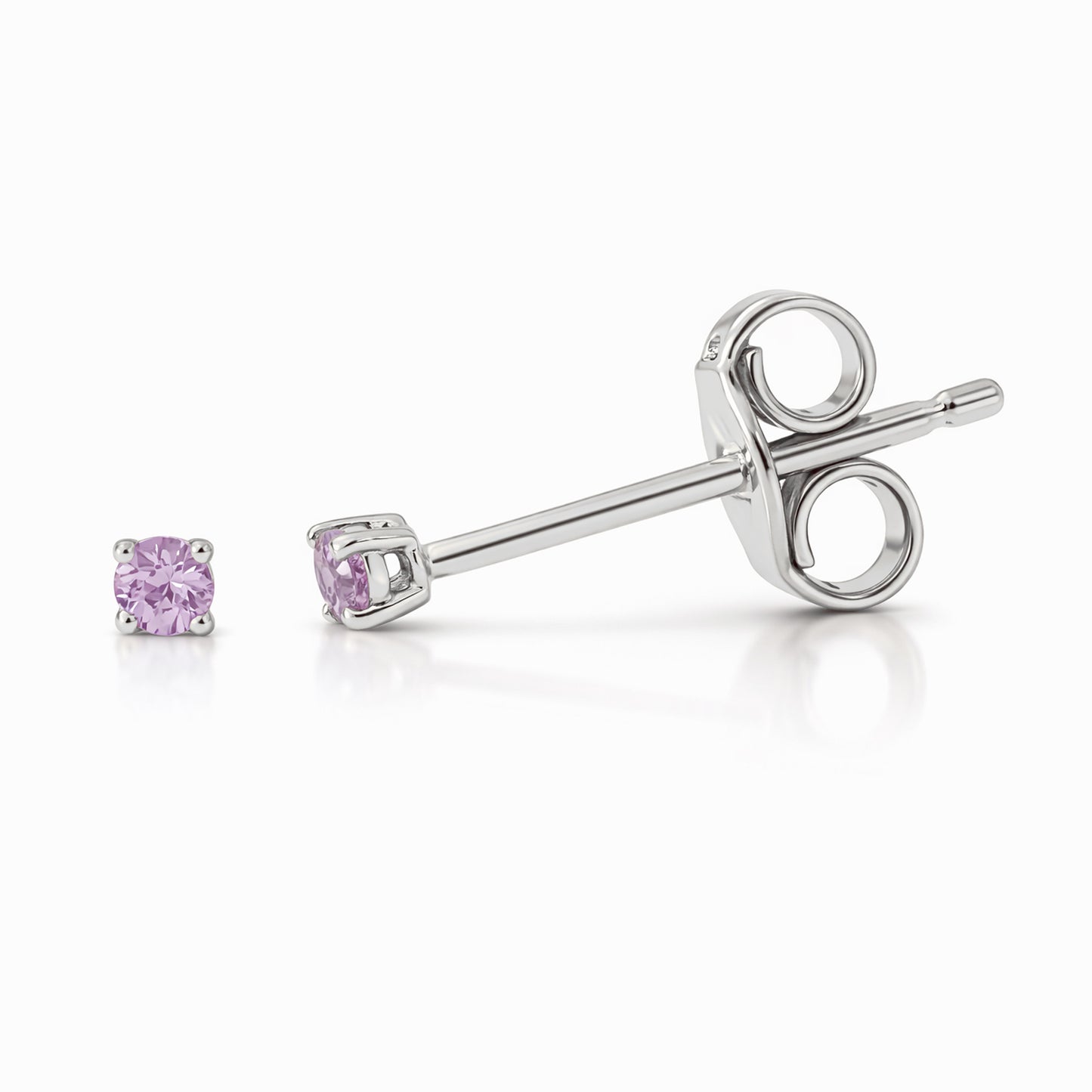 14K Gold 1mm Solitaire Purple Sapphire 4 Prong Stud Earrings