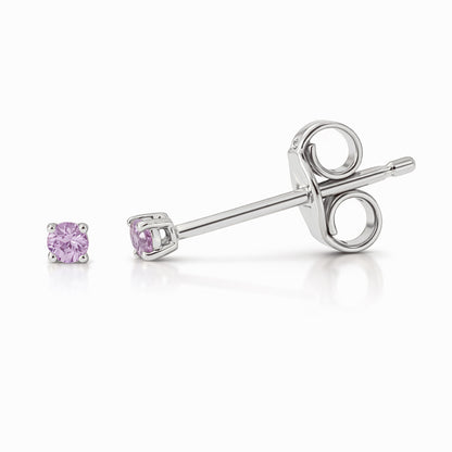 14K Gold 1mm Solitaire Purple Sapphire 4 Prong Stud Earrings