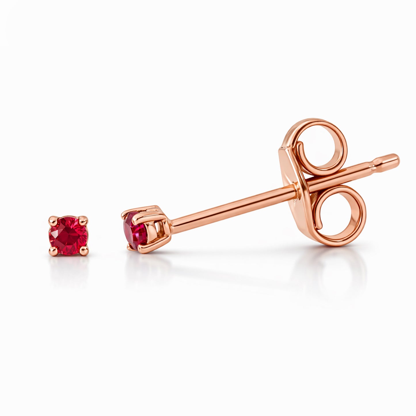 14K Gold 1mm Solitaire Ruby 4 Prong Stud Earrings