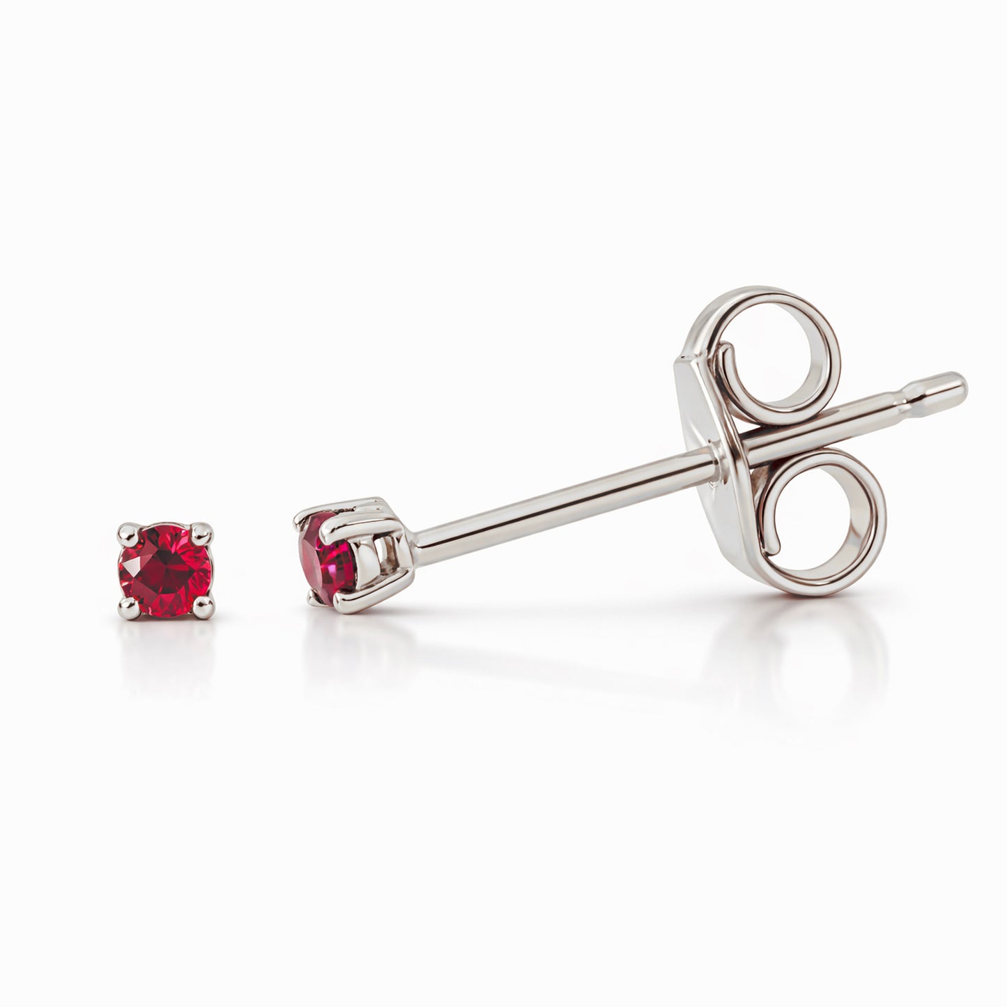 14K Gold 1mm Solitaire Ruby 4 Prong Stud Earrings