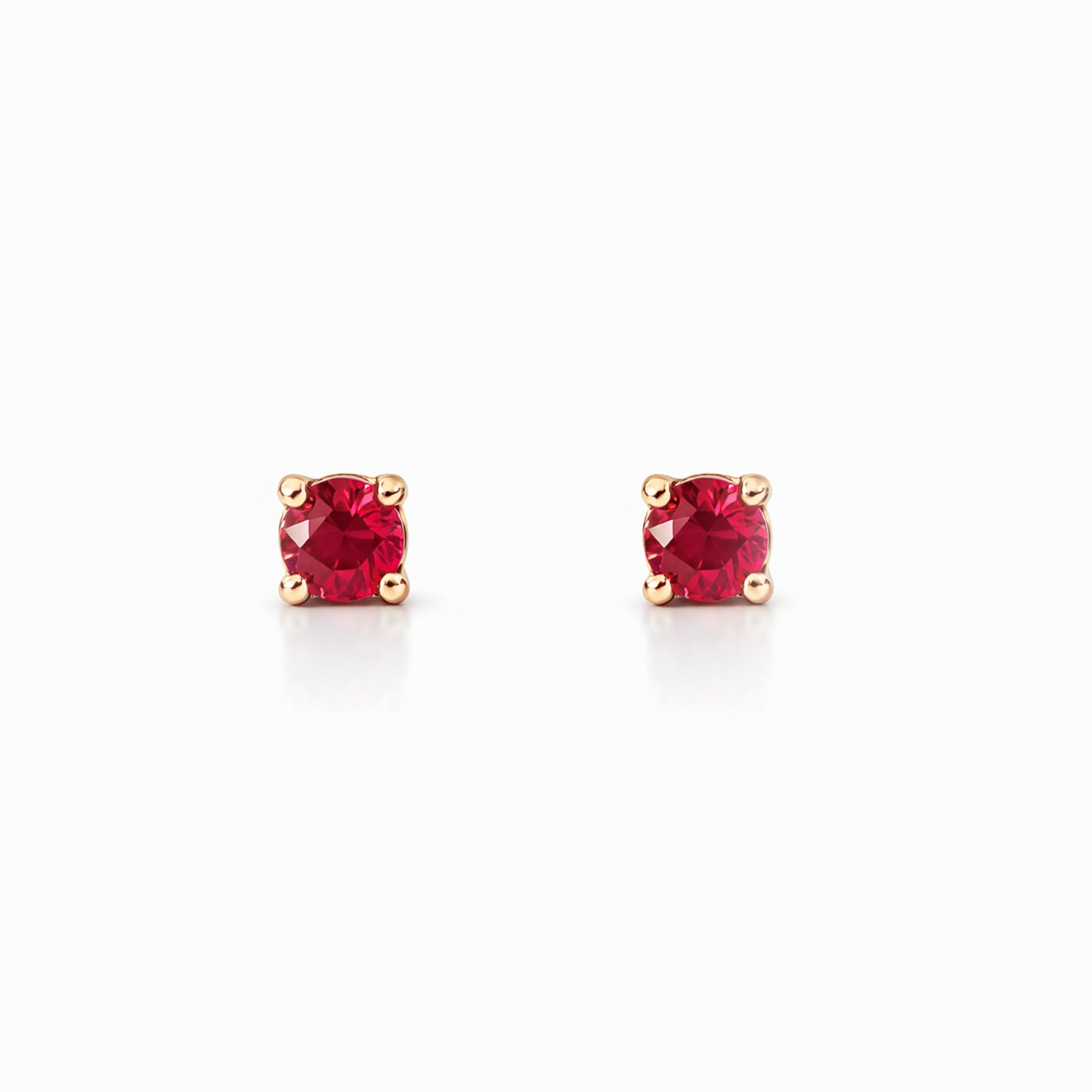 14K Gold 1mm Solitaire Ruby 4 Prong Stud Earrings