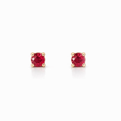 14K Gold 1mm Solitaire Ruby 4 Prong Stud Earrings