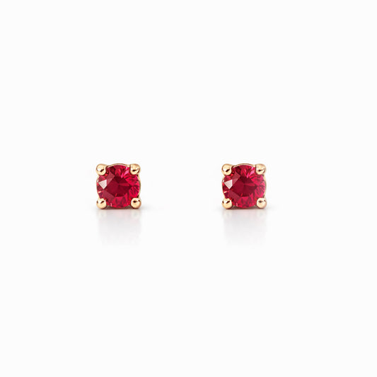 14K Gold 1mm Solitaire Ruby 4 Prong Stud Earrings