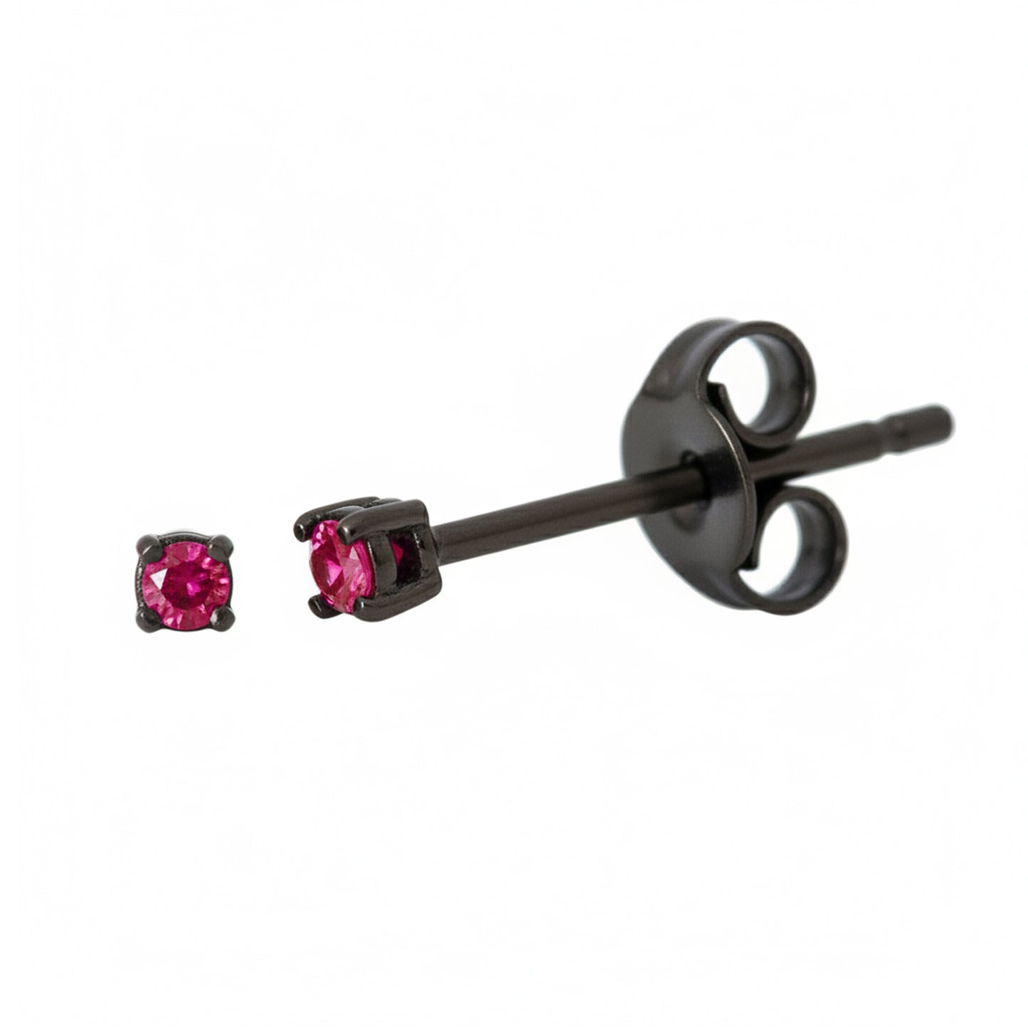 14K Gold 1mm Solitaire Ruby 4 Prong Stud Earrings