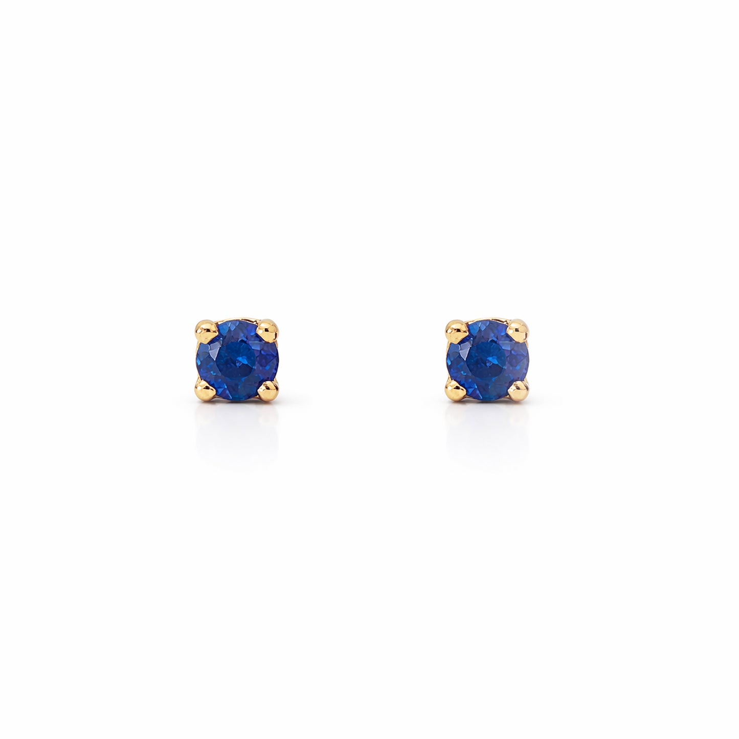 14K Gold 1mm Solitaire Sapphire 4 Prong Stud Earrings