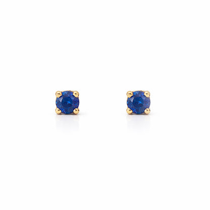 14K Gold 1mm Solitaire Sapphire 4 Prong Stud Earrings