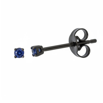 14K Gold 1mm Solitaire Sapphire 4 Prong Stud Earrings
