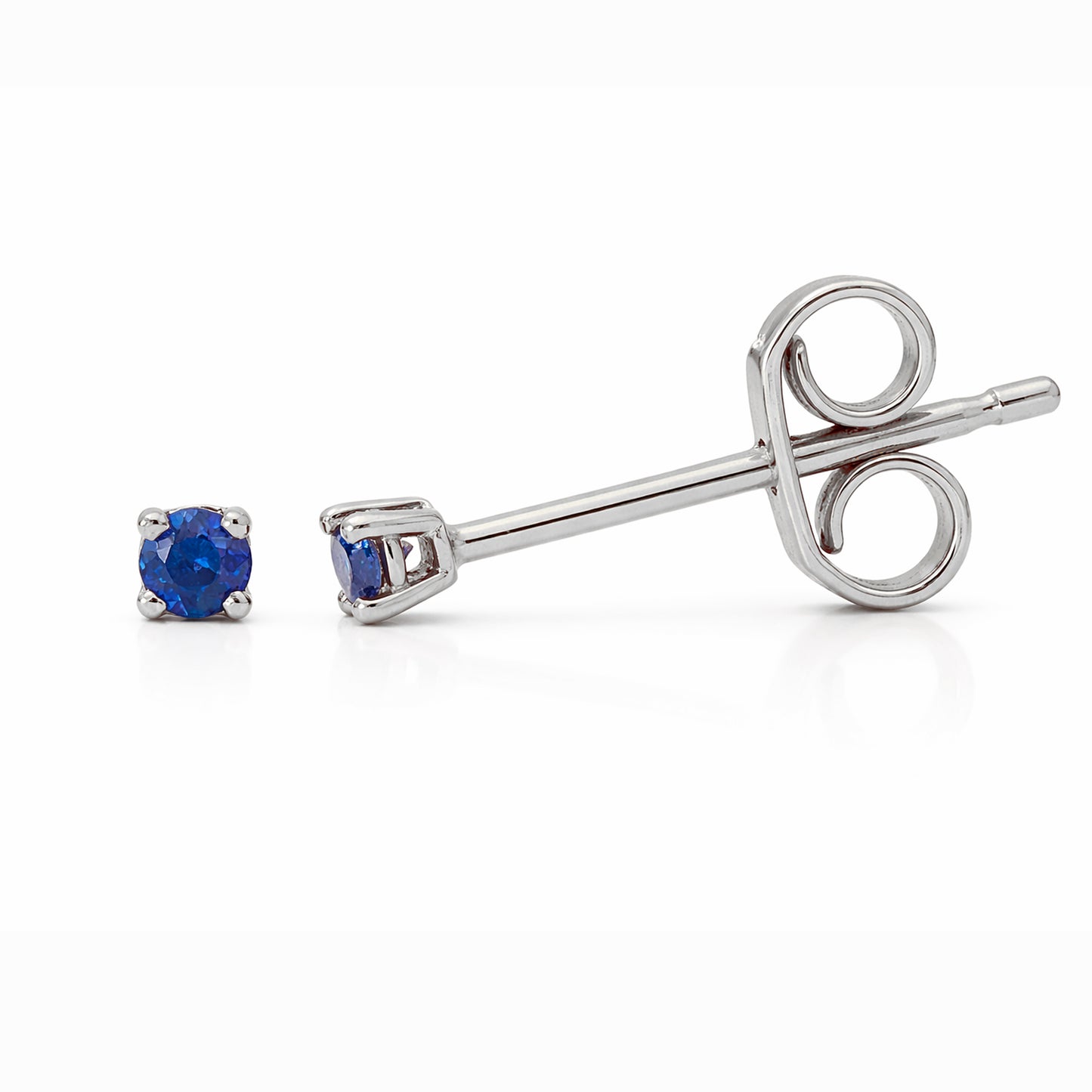 14K Gold 1mm Solitaire Sapphire 4 Prong Stud Earrings