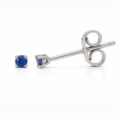 14K Gold 1mm Solitaire Sapphire 4 Prong Stud Earrings