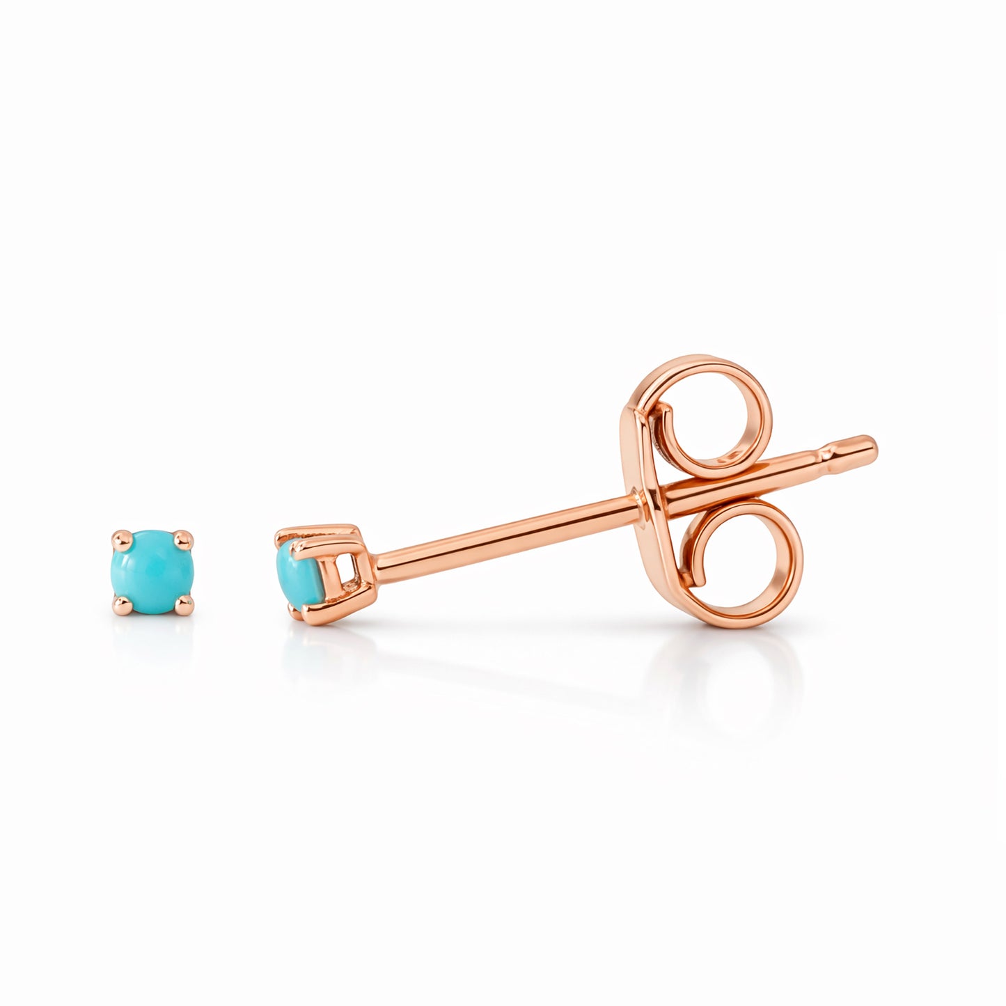 14K Gold 1mm Solitaire Turquoise 4 Prong Stud Earrings