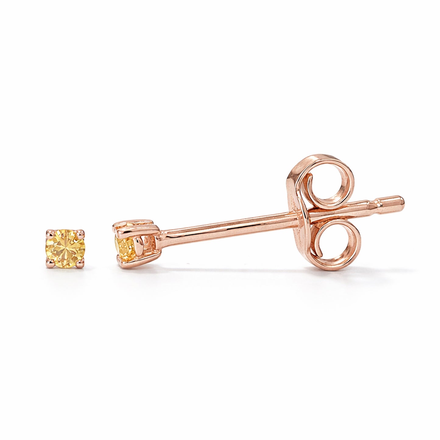 14K Gold 1mm Solitaire Yellow Sapphire 4 Prong Stud Earrings